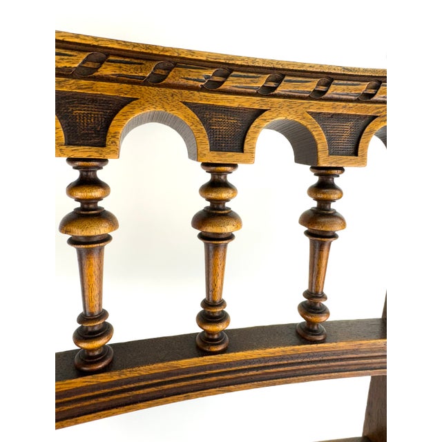 Rustic European Antique Eastlake Style Walnut Caned Seat Chair With Turned Spindles For Sale - Image 3 of 11