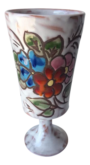 Midcentury Floral Designed Ceramic Vase Signed Miclay