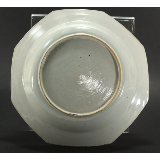 C. 1765 China Pair Armorial Octagonal Plates, Arms of Wyatt Impaling Fowle For Sale - Image 11 of 18