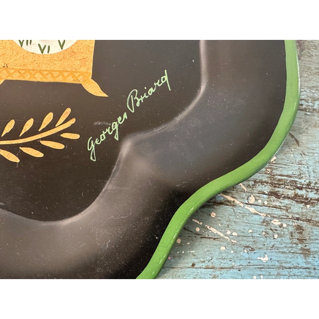 Mid 20th Century Vintage Georges Briard Hand Painted Tole Tray of Candelabra at 5 O'Clock For Sale - Image 5 of 9