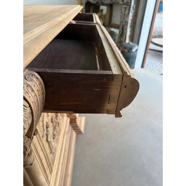 19th Century French Country Solid Walnut Bleached Sideboard / Buffet. For Sale - Image 4 of 12
