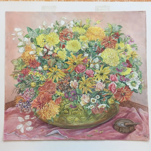 Vintage Original Watercolor Still Life Painting For Sale - Image 9 of 9