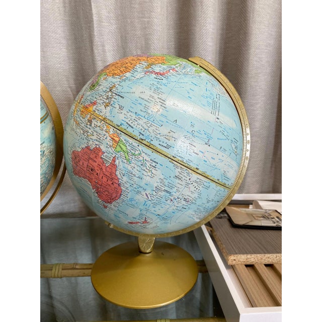 1960s Vintage Terrestrial Globes, Pair For Sale - Image 5 of 6