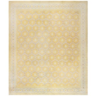 Doris Leslie Blau Indian Dhurrie Mid-Century Tan With Beige Flatweave Cotton Rug For Sale