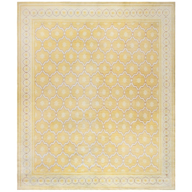 Doris Leslie Blau Indian Dhurrie Mid-Century Tan With Beige Flatweave Cotton Rug For Sale