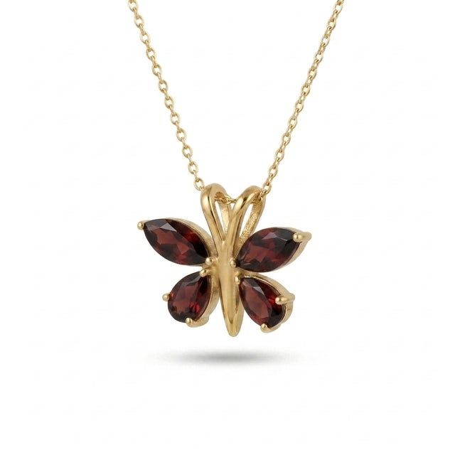 Not Yet Made - Made To Order Garnet Butterfly Pendant in 18k Gold Plated Over Sterling Silver, Dainty Birthstone Gift for Her For Sale - Image 5 of 5
