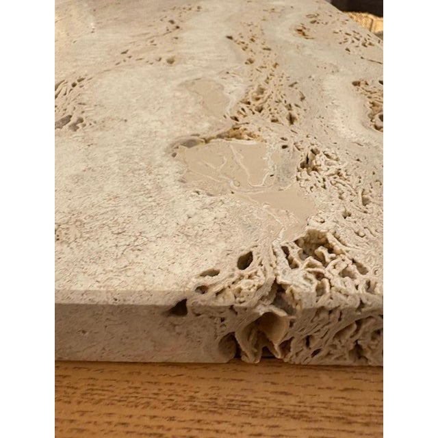 Brutalist Sideboard in Wood and Travertine For Sale - Image 5 of 8