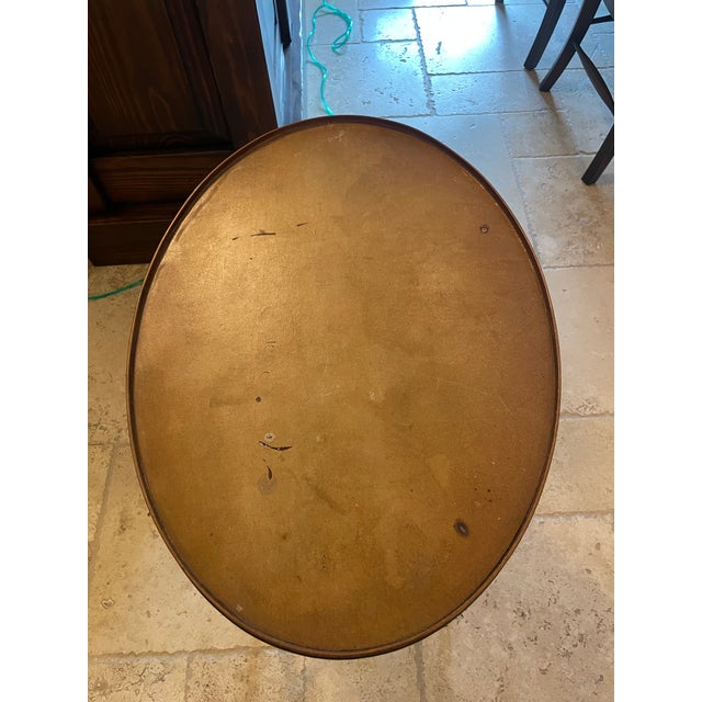 Vintage Grand Rapids Mahogany Oval Side Table With Leather For Sale - Image 4 of 4