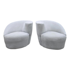 MCM Vladimir Kagan Nautilus Asymmetrical Swivel Lounge Chairs - Pair