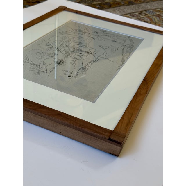 Mid 20th Century Mid 20th Century Lisel Salzer (1906–2005) Original Unsigned Sketch – Central Park, Nyc – Custom Framed For Sale - Image 5 of 7