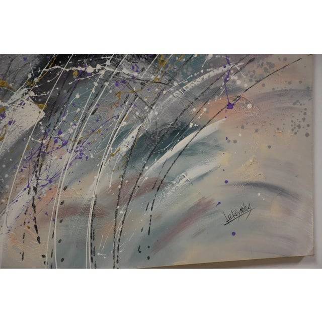 1970s Modern Oil on Canvas Painting 60" X 48" For Sale - Image 5 of 8