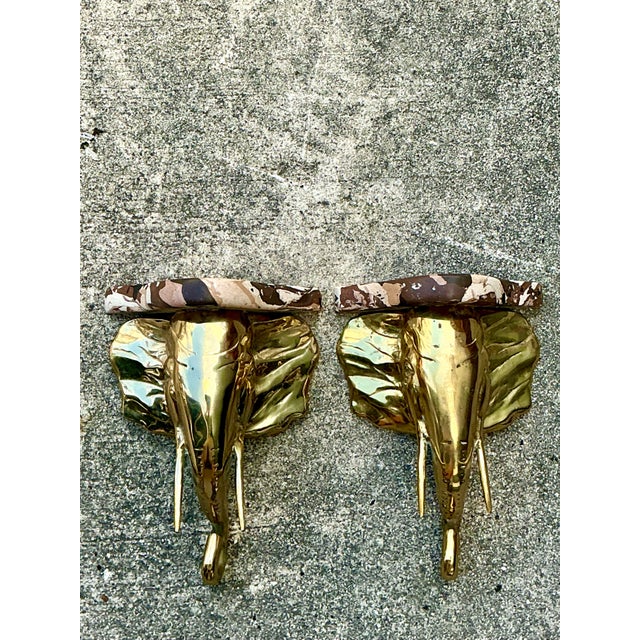 Vintage Artisan Made Scagliola Elephant Brackets - A Pair For Sale - Image 11 of 12