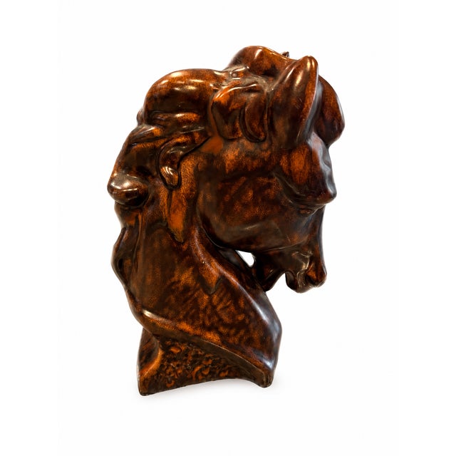 1960s Vintage Ralph Lauren Style Ceramic Horse Head Bust Sculpture For Sale - Image 5 of 6