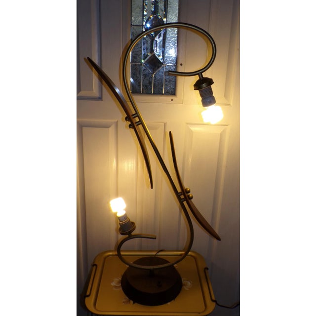 Vintage Mid Century Modern Sculptural Walnut Table Lamp Japan 1960's For Sale - Image 11 of 15