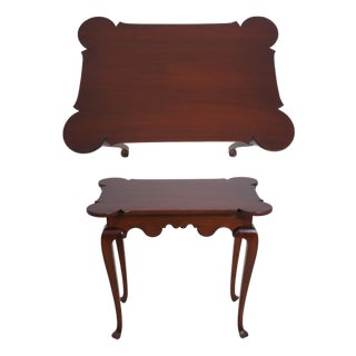 Harvard Bench Made Cherry Scallop Top Tea Table For Sale