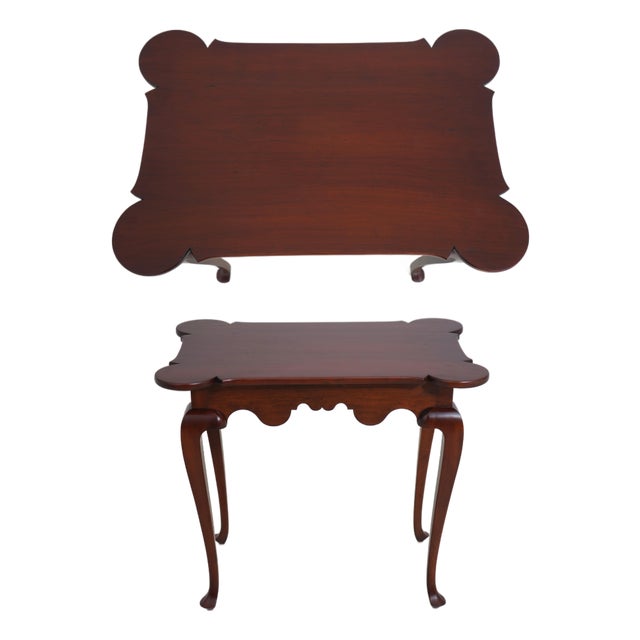 Harvard Bench Made Cherry Scallop Top Tea Table For Sale