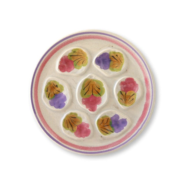 French Vintage French Stoneware Oyster Plates, Set of 5 For Sale - Image 3 of 6