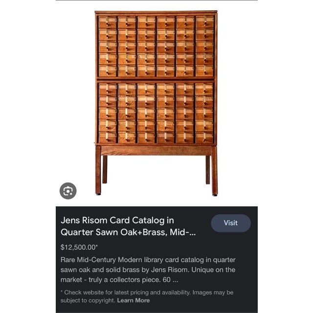 1940s Authentic Jens Risom 60-Drawer Library Card Catalog / Apothecary Cabinet – Mid-Century Modern For Sale - Image 4 of 6