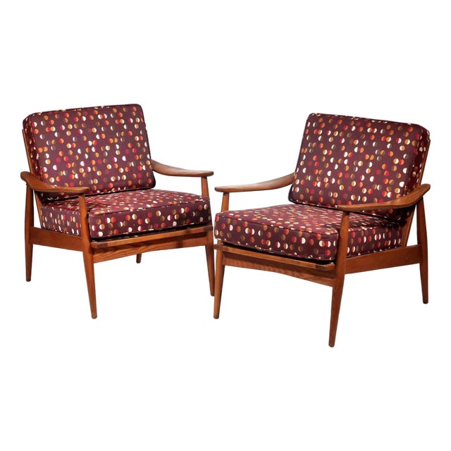 Mid-Century Modern Scandinavian Teak Sculpted Arm Lounge Chairs - Pair For Sale