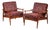Mid-Century Modern Scandinavian Teak Sculpted Arm Lounge Chairs - Pair For Sale