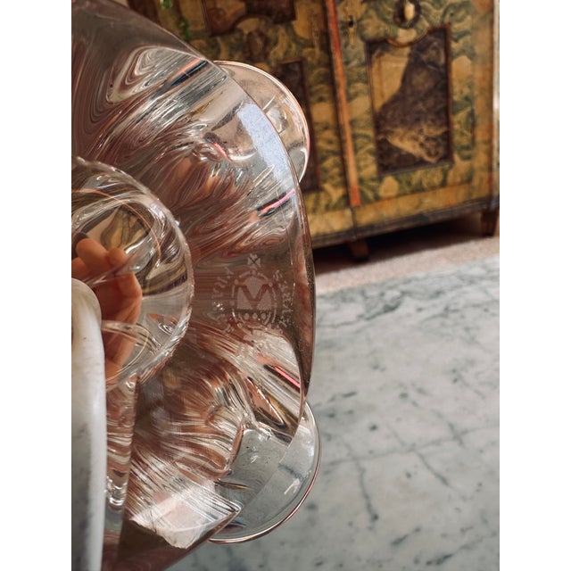 French Crystal Table Lamp with Sage Velvet Shade from Sevres, 1970s For Sale - Image 10 of 17