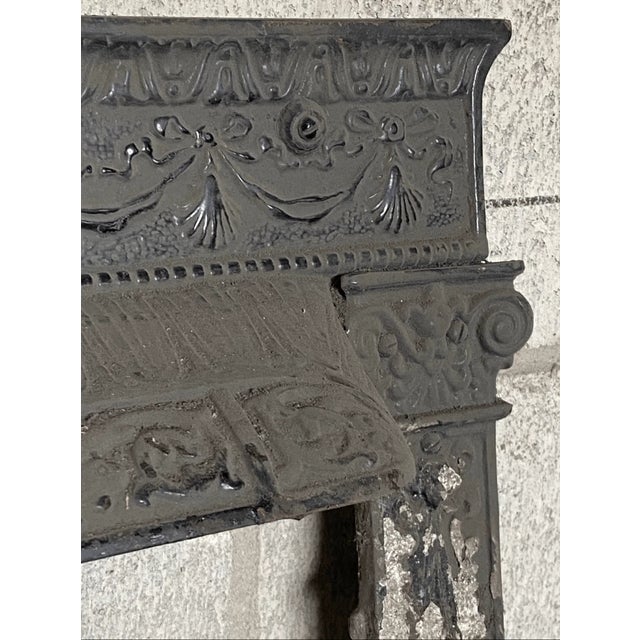 Antique Neoclassical Style Cast Iron Fireplace Insert For Sale - Image 4 of 5