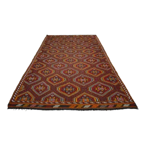 1960s Vintage Hand-Woven Braided Rug - 5′9″ × 9′11″