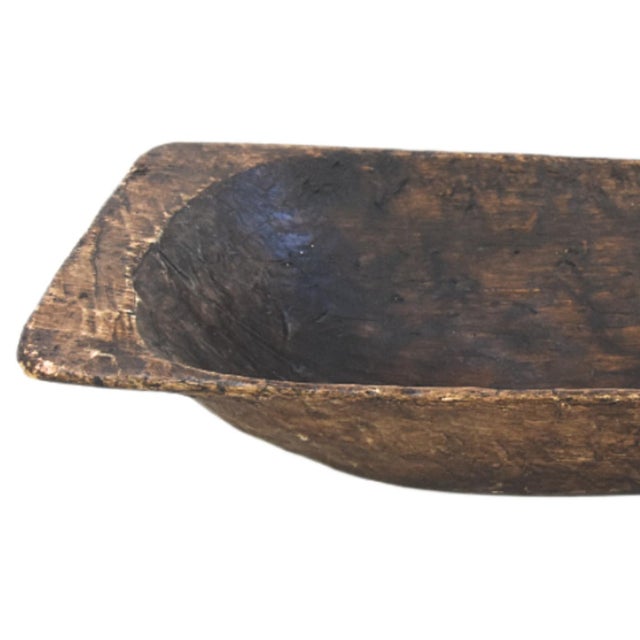 Large antique dough bowl, trencher, or farm trough: these rustic vessels were historically hand-carved from a single block...