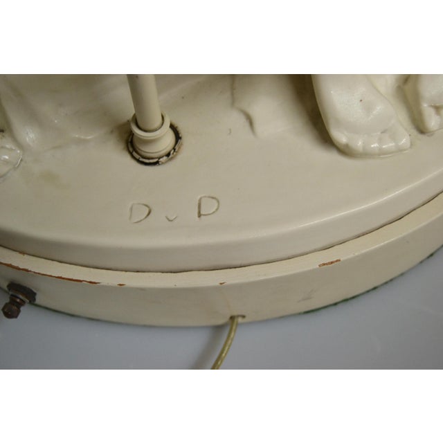 American Mid-Century Modern Plaster Table Lamp Sculpted Two Nude Female, Marked For Sale - Image 9 of 13