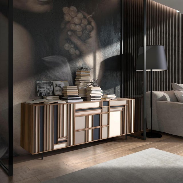 Phoenix Sideboard, Two Doors and Three Drawers, by Lola Glamour Dimensions: D 45 x W 200 x H 75 cm Materials: Wood.
