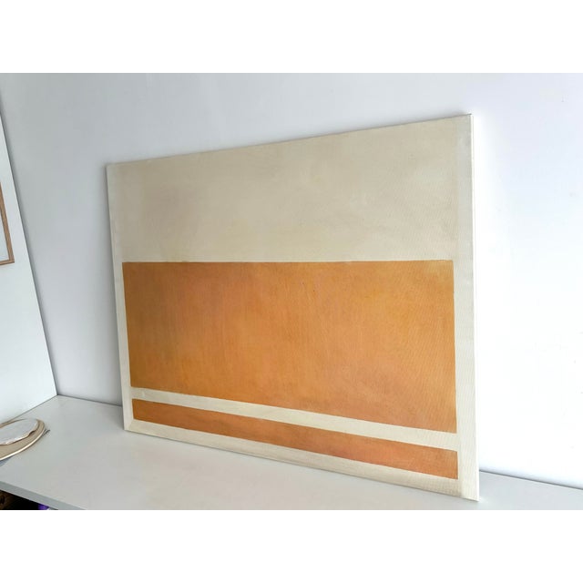 Orange Pastel Oil Painting Muted Orange White Original Picture Contemporary Abstract Canvas Art For Sale - Image 6 of 7