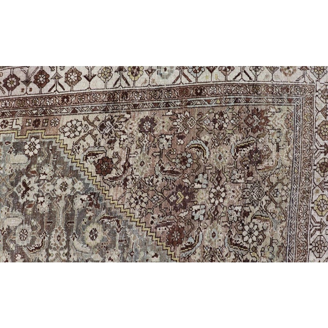 Antique Persian Bidjar Gallery Rug With Detailed Floral and Geometric Patterns For Sale - Image 10 of 11