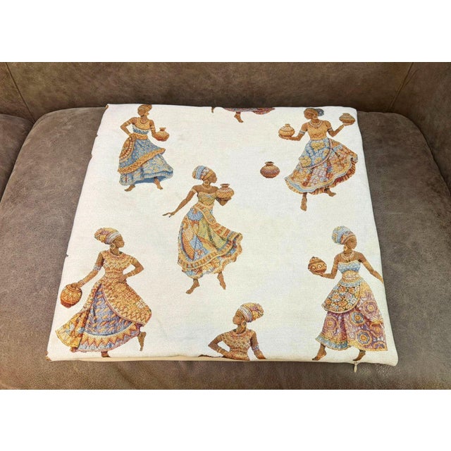 Textile African Pottery Women Jacquard Cushion Cover For Sale - Image 7 of 11