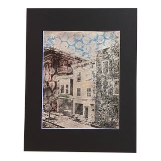 Contemporary Monotype of Hudson Ny by Sandra Wright For Sale