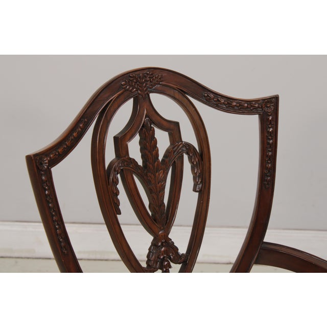 Set of 6 Maitland Smith Shield Back Mahogany Dining Chairs For Sale - Image 9 of 18