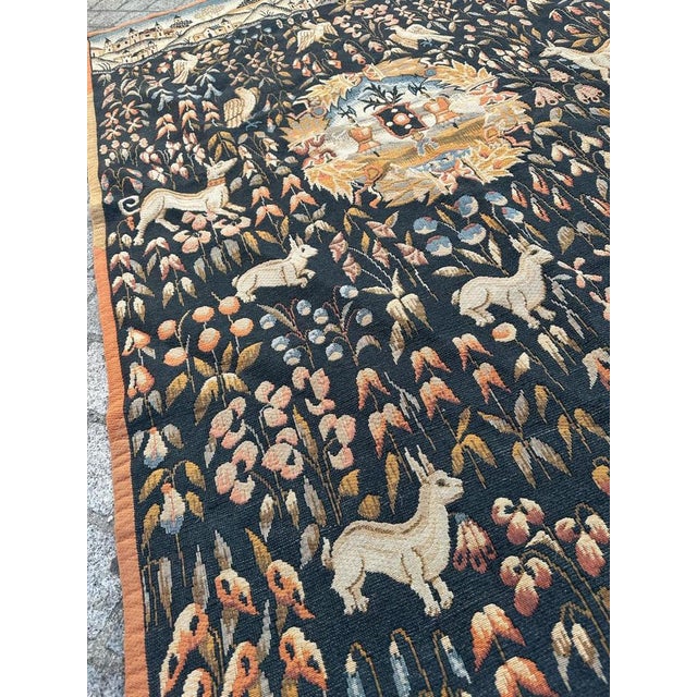 Vintage French Aubusson Style Jaquar Tapestry with Medieval Design, 1960s For Sale - Image 17 of 18