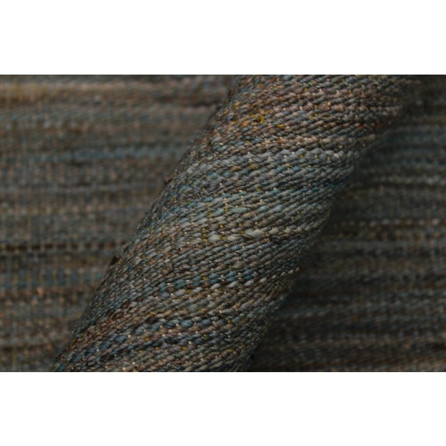 Textile Southwestern Kilim Grey Blue Wool Rug - 4'5" X 6'1" For Sale - Image 7 of 7