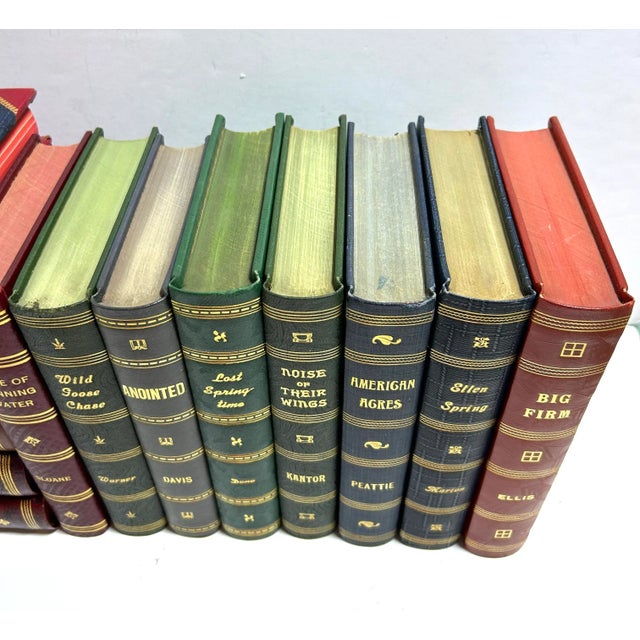 Antique Decorative Book Set – 14 Vintage Red, Blue, Green & Gilt Library Books for Shelf Styling For Sale - Image 4 of 12