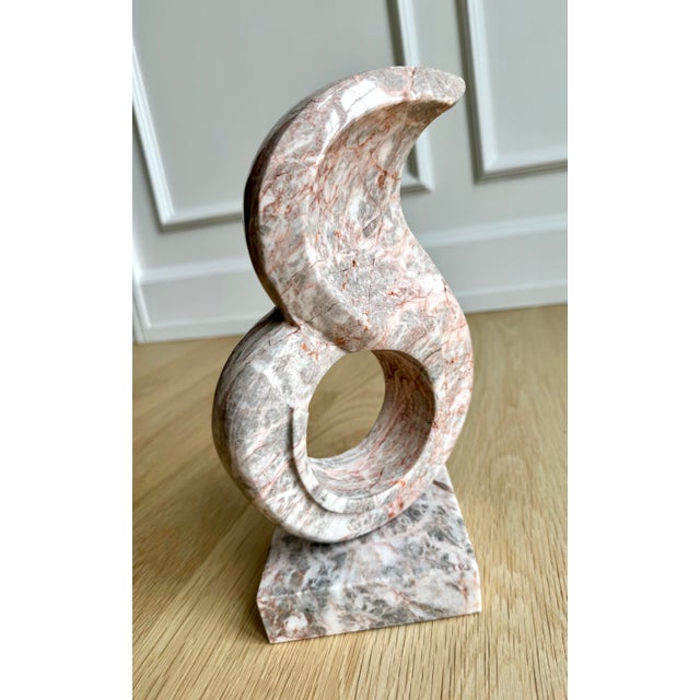 Peach Leonardo Nierman “La Flama” Hand-Carved Marble Abstract Sculpture, Mexico, Late 20th Century For Sale - Image 8 of 10