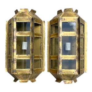 Vintage Mid 20th Century Brutalist Wall Sconces- a Pair