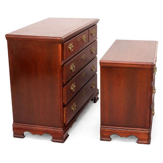 Brown 1980s Vintage Chippendale-Style Mahogany Dresser and Nightstand Set For Sale - Image 8 of 8