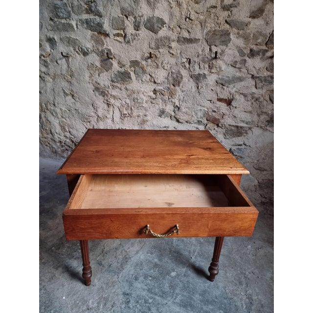 Antique French Oak Writing Table with Drawer, 1930 For Sale - Image 6 of 18