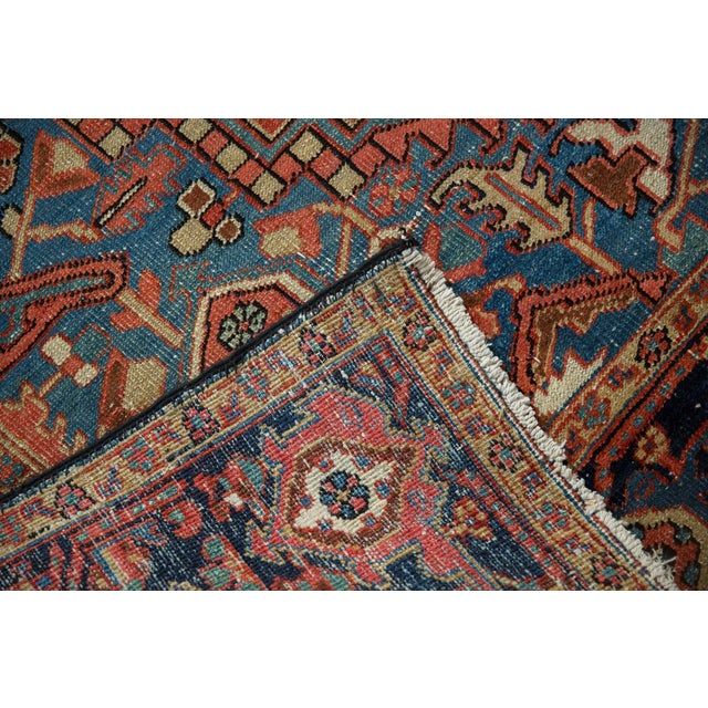 Old New House 1920s Antique Persian Heriz Medallion Wool Carpet For Sale - Image 4 of 13