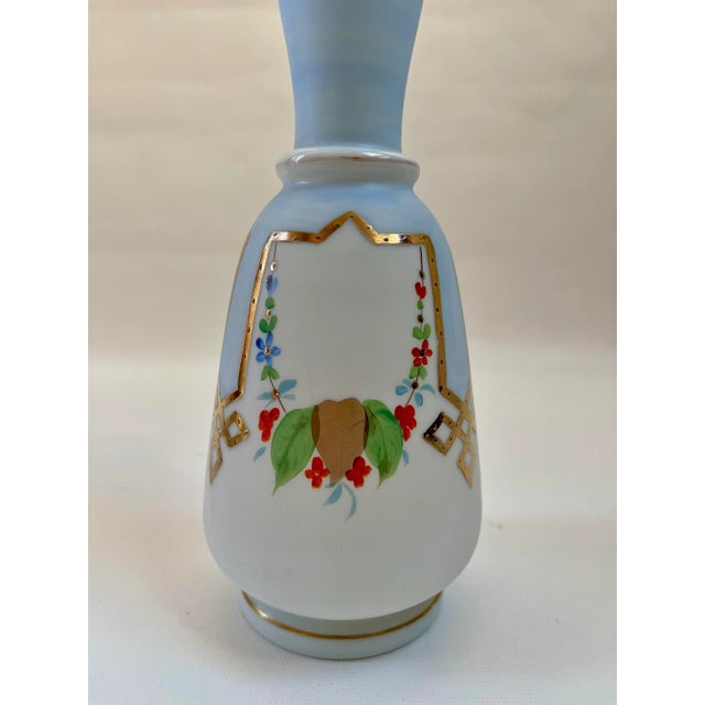 Sky Blue Vintage French Art Deco Gilt Vase For Sale - Image 8 of 9