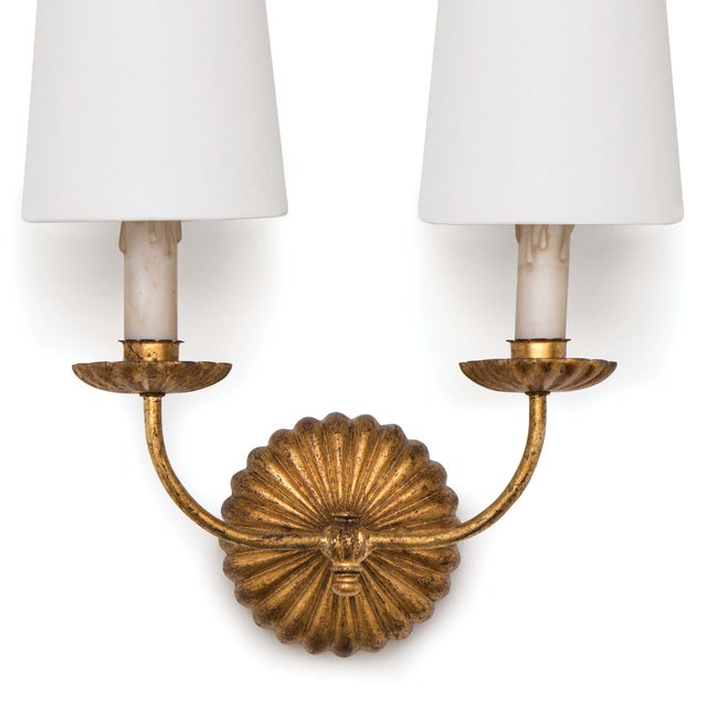 Traditional Regina Andrew Clove Sconce Double Antique Gold Leaf For Sale - Image 3 of 6