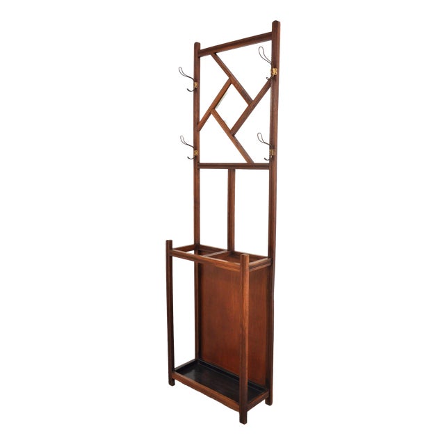 Art Nouveau Floor Coat Rack with Umbrella Stand, 1900s For Sale