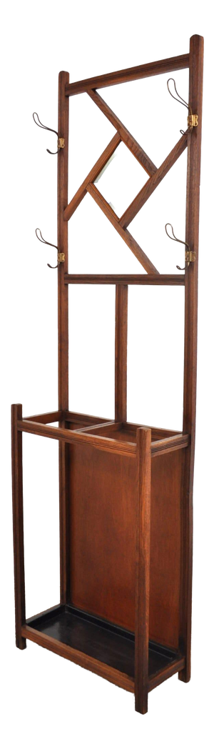 Art Nouveau Floor Coat Rack with Umbrella Stand, 1900s
