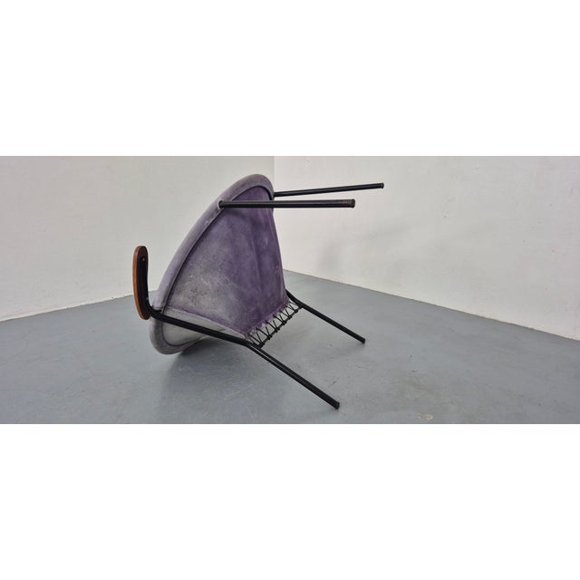 Sueded Purple Balloon Chair by Hans Olsen for Lea Furniture, Denmark, 1950s For Sale - Image 9 of 13