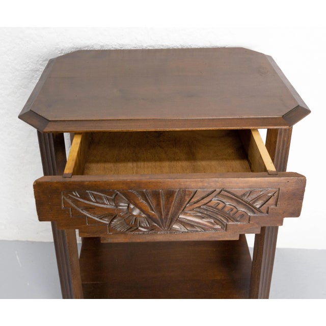 1930s Art Deco French Poplar Nightstand, 1930s For Sale - Image 5 of 10