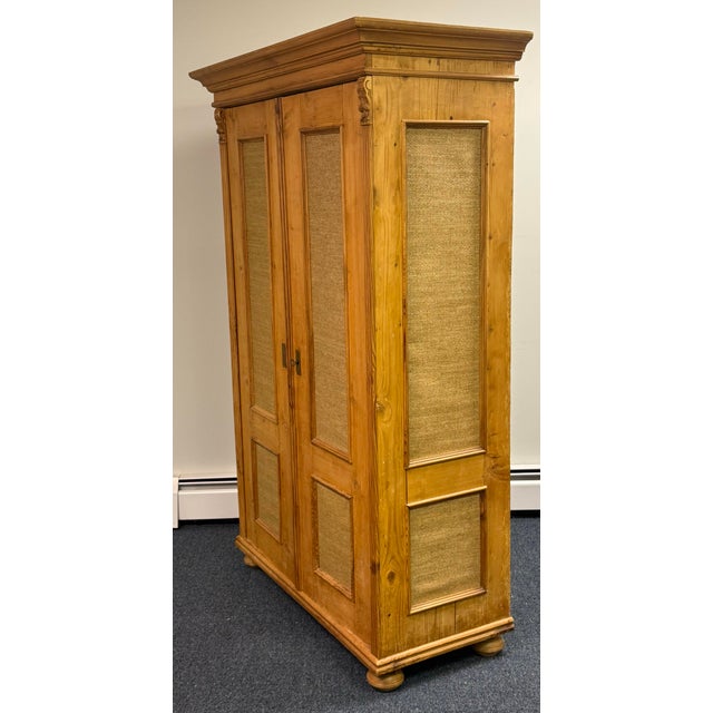 Vintage Scrubbed Pine Farmhouse Style Armoire For Sale - Image 4 of 12